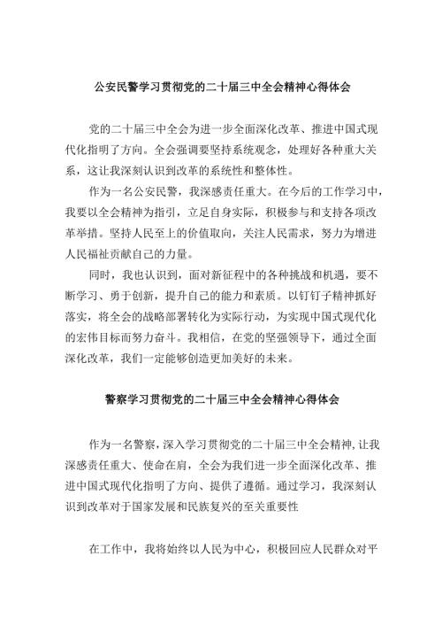 （11篇）公安民警学习贯彻党的二十届三中全会精神心得体会汇编资料.docx