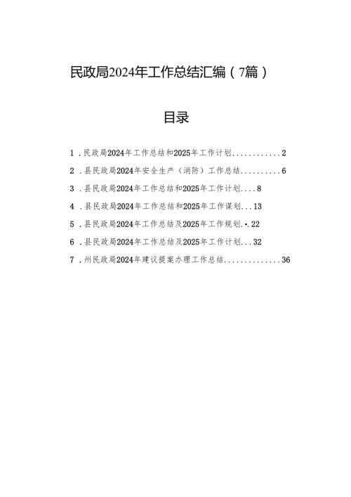 民政局2024年工作总结汇编（7篇）.docx