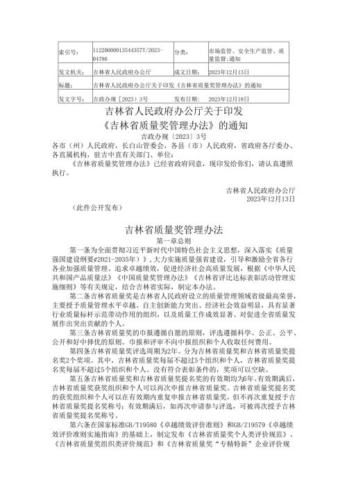 2023.12《吉林省质量奖管理办法》.docx