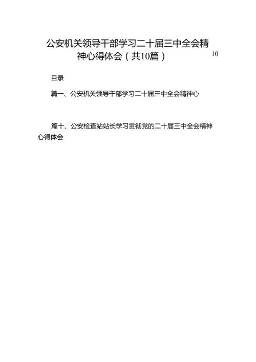 （10篇）公安机关领导干部学习二十届三中全会精神心得体会范文.docx