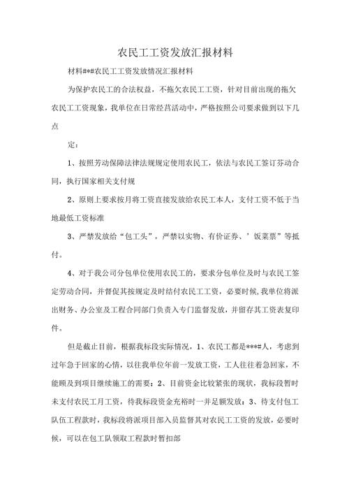 农民工工资发放汇报材料.docx