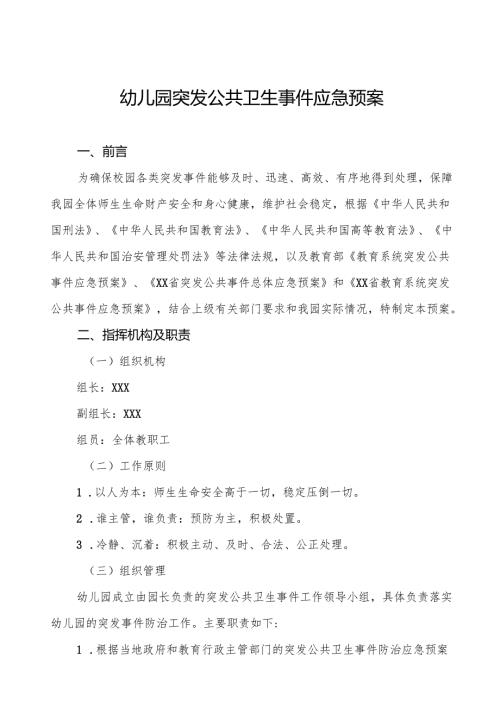 幼儿园突发公共卫生事件应急预案最新版5篇.docx