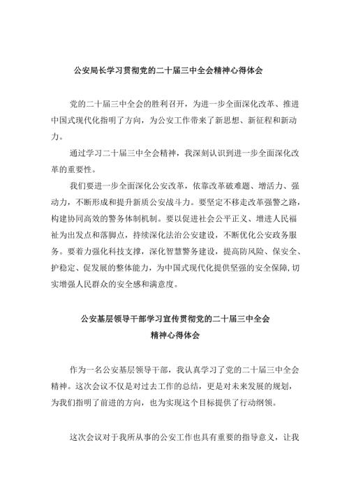 （11篇）公安局长学习贯彻党的二十届三中全会精神心得体会范文.docx