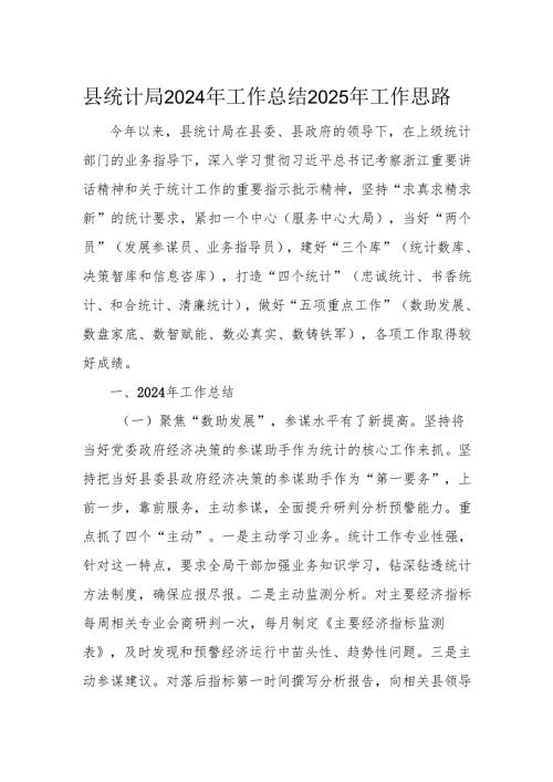 县统计局2024年工作总结2025年工作思路.docx