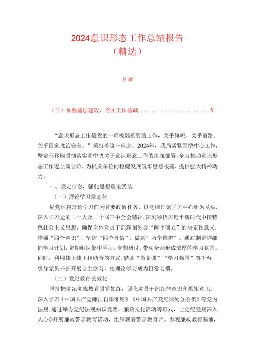 2024意识形态工作总结报告（精选）.docx