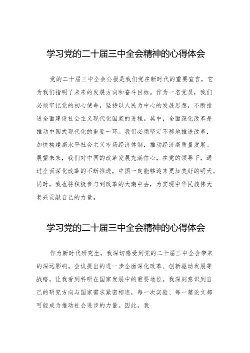 学习党的二十届三中全会精神大家谈心得体会二十六篇.docx