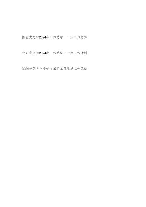 国企公司党支部2024年党建工作总结下一步工作计划打算3篇.docx