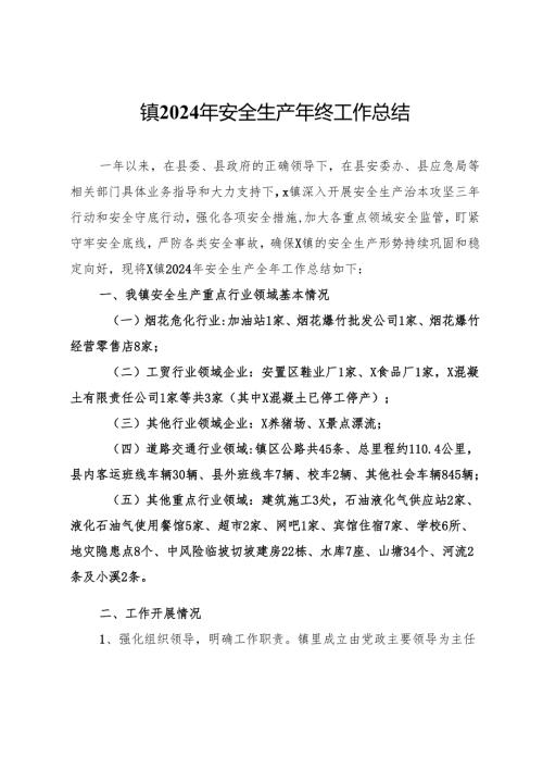 镇2024年安全生产年终工作总结.docx