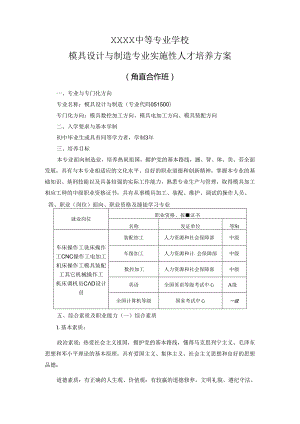 中等专业学校模具设计与制造专业实施性人才培养方案.docx