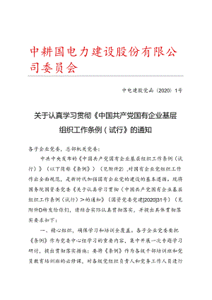 3.股份公司党委关于认真学习贯彻《中国共产党国有企业基层组织工作条例（试行）》的通知.docx