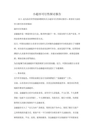 小超市可行性研究报告.docx