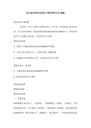 幼儿园中班社会活动《谁对谁不对》教案.docx