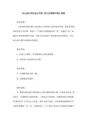 幼儿园小班社会公开课《花儿好看我不摘》教案.docx