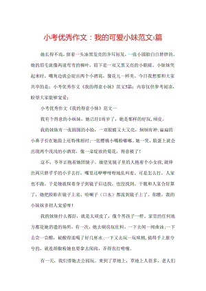 小考优秀作文：我的可爱小妹范文5篇.docx