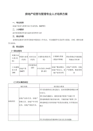 职业技术学院房地产经营与管理专业人才培养方案.docx