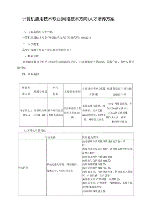 职业技术学院计算机应用技术（网络技术）专业人才培养方案.docx