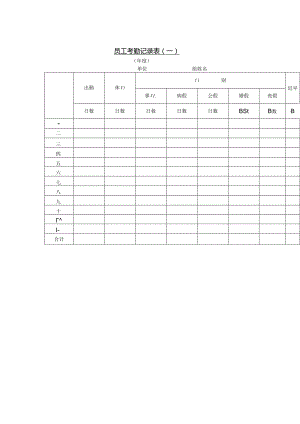 员工考勤记录表（一）模板.docx