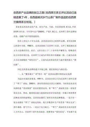 岳西翠兰推广方案.docx