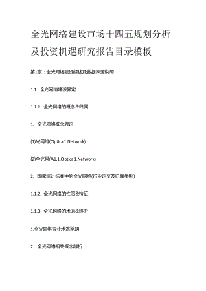 全光网络建设市场十四五规划分析及投资机遇研究报告目录模板.docx