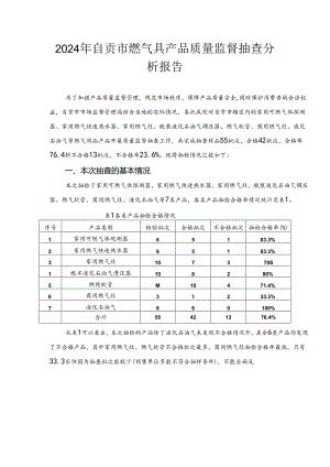 2024年自贡市燃气具产品质量监督抽查分析报告.docx