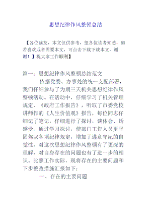 思想纪律作风整顿总结.docx