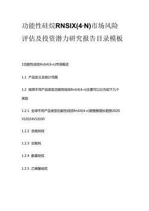 功能性硅烷RNSIX(4-N)市场风险评估及投资潜力研究报告目录模板.docx
