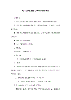 幼儿园小班社会《炎热的夏天》教案.docx