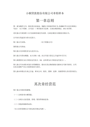 小额贷款股份有限公司章程样本.docx