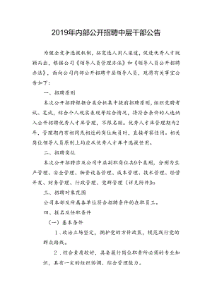 2019年内部公开招聘中层干部公告.docx