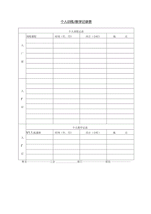 个人训练教学记录表模板.docx