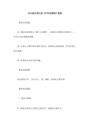 幼儿园大班社会《中华百家姓》教案.docx