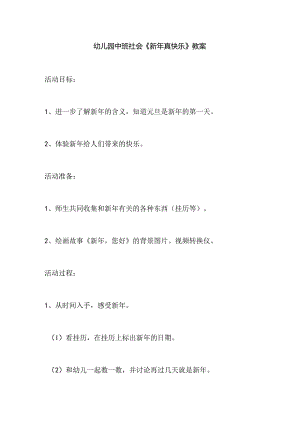 幼儿园中班社会《新年真快乐》教案.docx