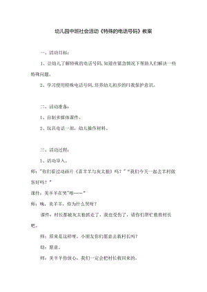 幼儿园中班社会活动《特殊的电话号码》教案.docx