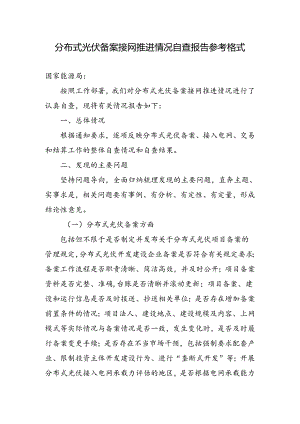 分布式光伏备案接网推进情况自查报告参考格式.docx