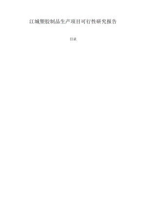 江城塑胶制品生产项目可行性研究报告.docx