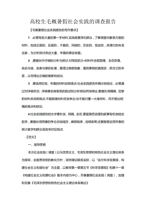 大学生毛概暑假社会实践的调查报告.docx