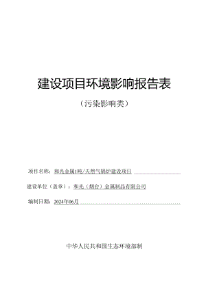 和光金属 1 吨_天然气锅炉建设项目环评报告表.docx