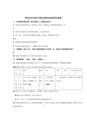 深圳市五年级下册科学期末试卷含参考答案-精选5份.docx