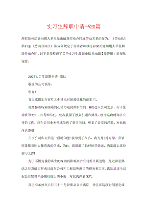 实习生辞职申请书20篇.docx
