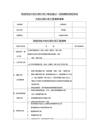 危险性较大的分部分项工程及超过一定规模的危险性较大的分部分项工程清单清单.docx