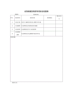 应急救援及物资专项安全检查表.docx
