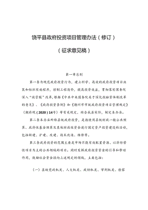 饶平县政府投资项目管理办法（修订）（征求意见稿）.docx