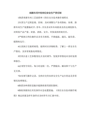 硫酸车间中控岗位安全生产责任制.docx