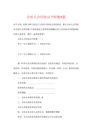 合伙人合同协议书样板5篇.docx