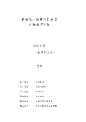 新街五小新建项目厨房设备采购项目招标文件.docx