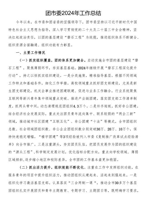 团市委2024年工作总结.docx