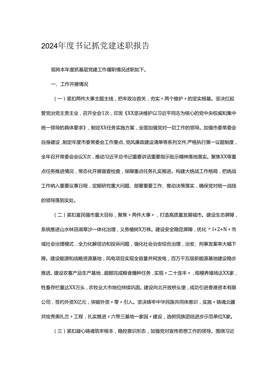 2024年度书记抓党建述职报告.docx_第1页