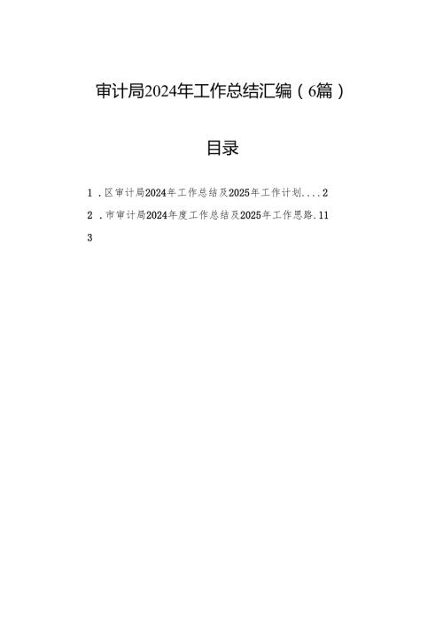 审计局2024年工作总结汇编（6篇）.docx