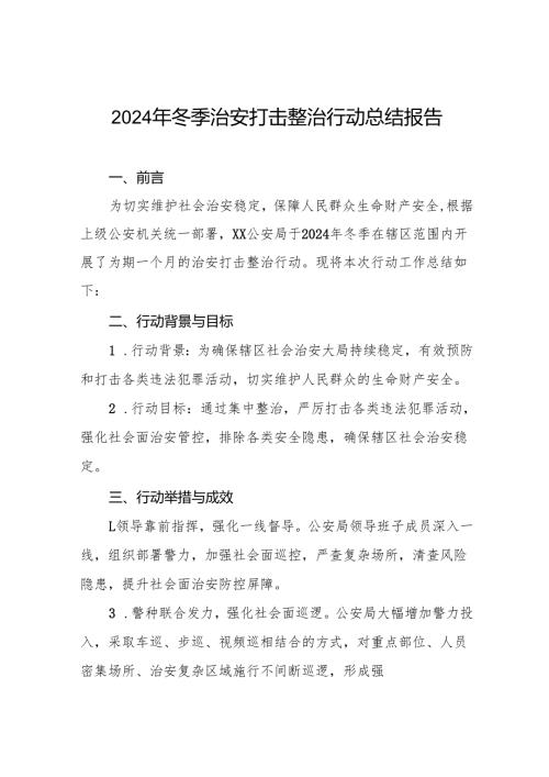 十三篇公安机关开展2024年冬季治安打击整治行动总结报告.docx