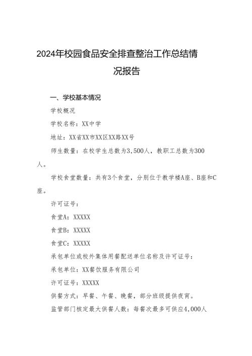 十三篇2024年学校食堂食品卫生安全自查报告.docx